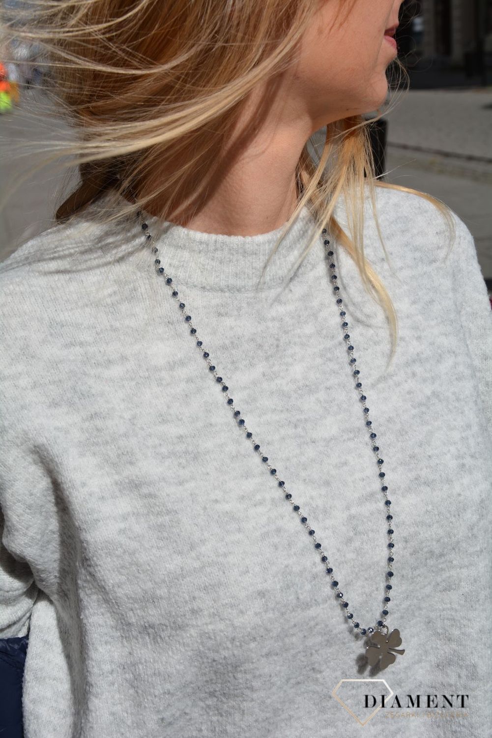 Naszyjnik srebrny koraliki z koniczynką Dall'Acqua C RM 19899 M 0151 3.JPG